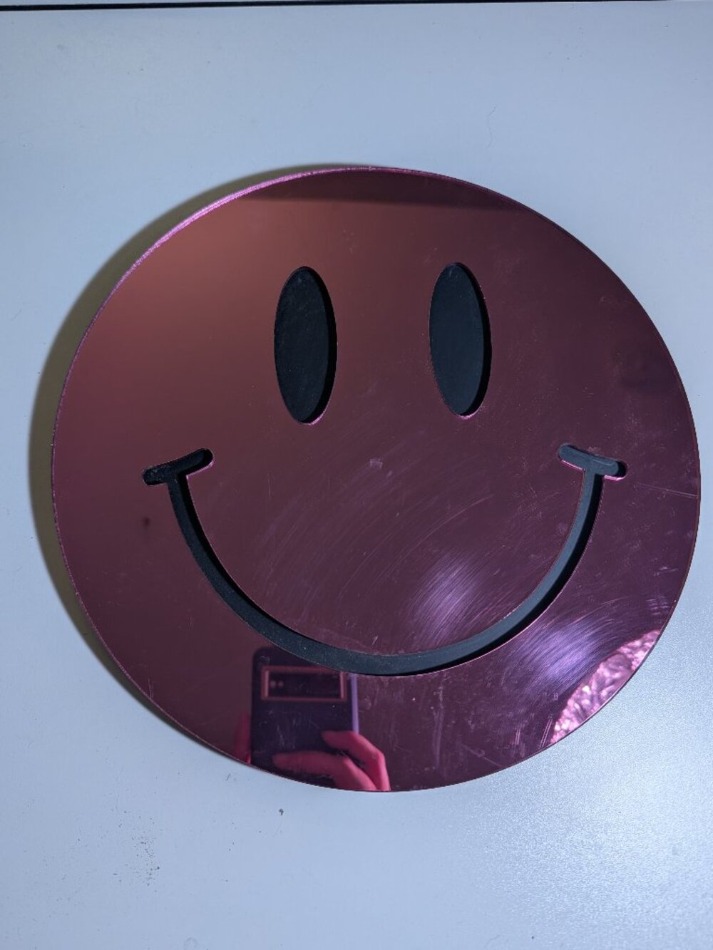 4ArtWorks Pink 3D Acrylic Happy Face Mirror Art - 12"